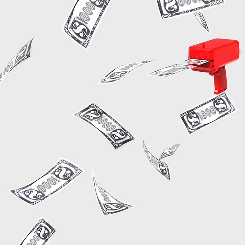 Денежных пушки деньги пистолет Make It Rain игрушка слюну для банкнот красный