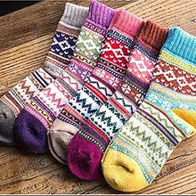 Женские винтажные зимние мягкие шерстяные теплые удобные уютные носки с круглым вырезом 5 пар теплых зимних носков, Подарочные женские зимние носки