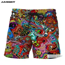 Jumeast 3D печатных Psychedelic абстрактные короткие брюки Красочные Totems для мужчин/женщин свободный размер Короткие Новинка доска шорты линия робот