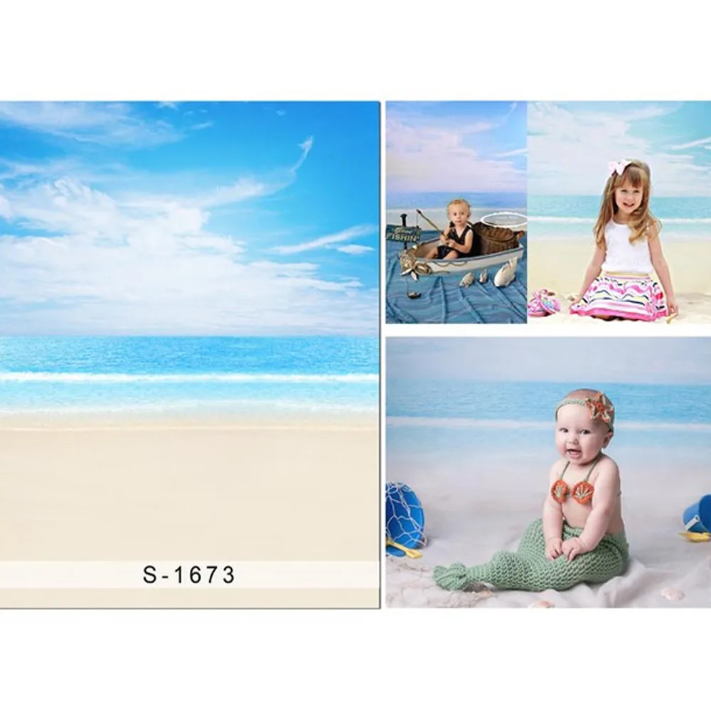 Watercolor Painted Sea Beach Summer Photo Background Newborn Kids