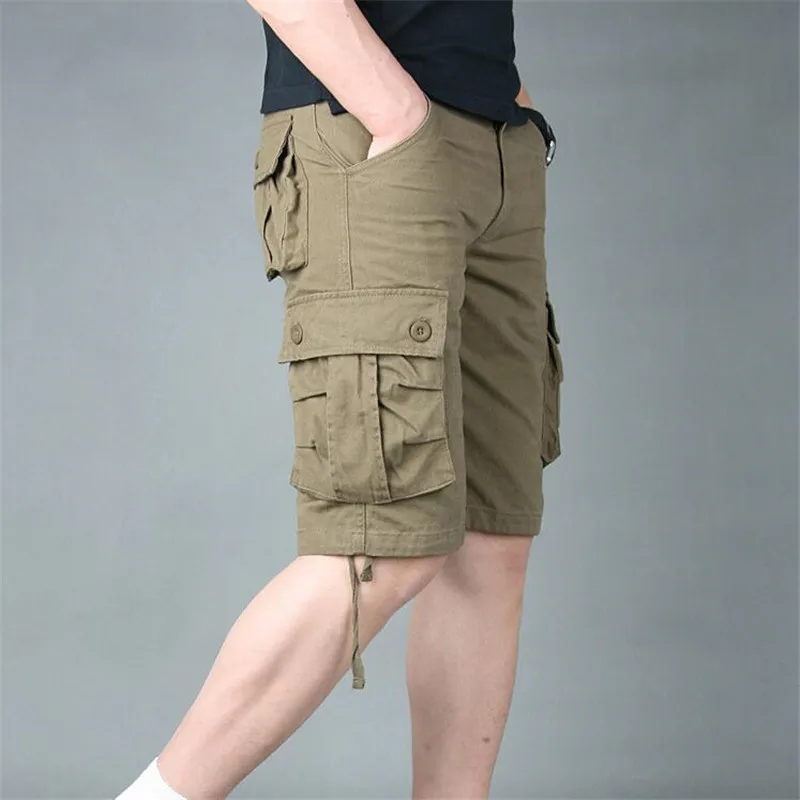 New Summer Mens Cargo Shorts Men Casual Shorts Fashion Pockets Solid ...