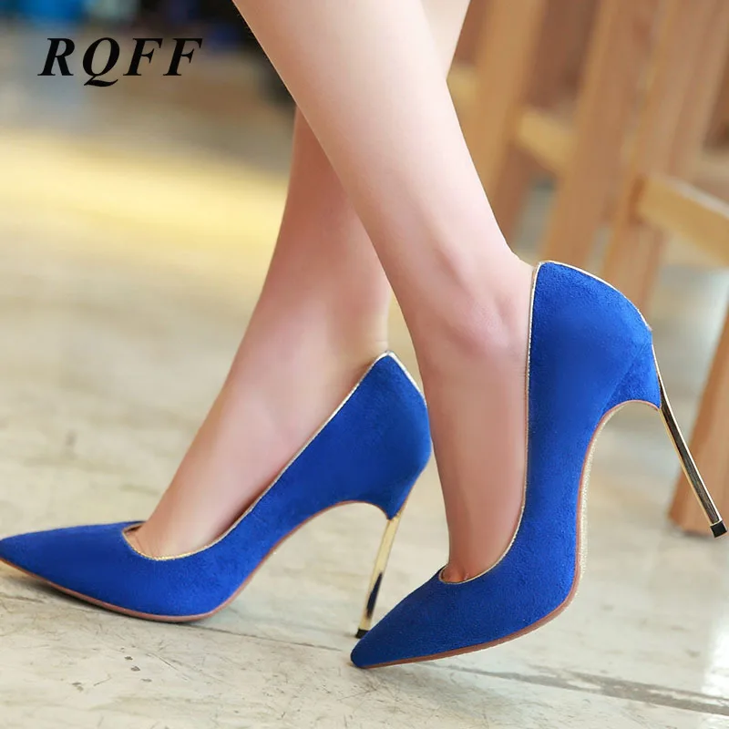 

Women High Heels Basic Thin Heels Striptease Wedding Party Shoes Woman Pointed Toe Dress Slip-On Fashion Pump Big Size 10 Sliver