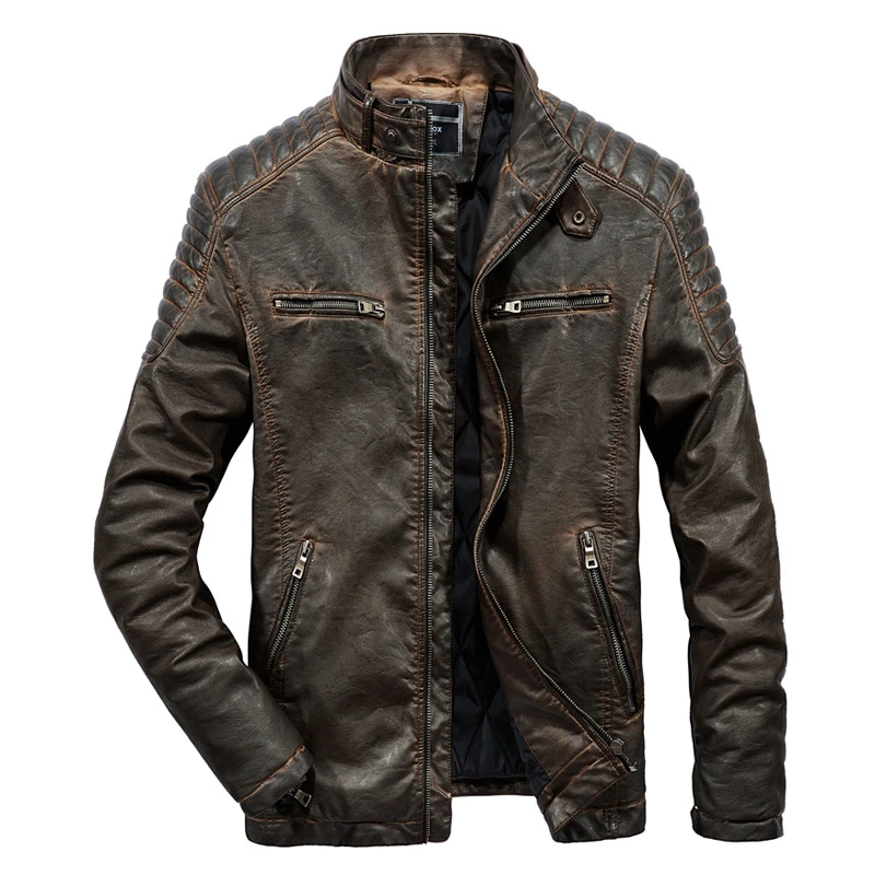 FGKKS брендовая кожаная куртка, мужские пальто, зимние мужские однотонные куртки высокого качества из искусственной кожи, верхняя одежда, мужские кожаные куртки