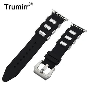 

Silicone Rubber Watchband Stainless Steel Tang Buckle Strap for 38mm 42mm iWatch Apple Watch Band Wrist Belt Sports Bracelet