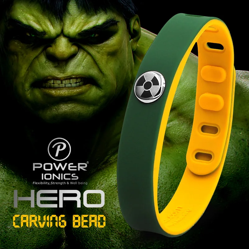 

Power Ionics Hero Series Hulk IDEA BAND 3000 ions Sports Waterproof Titanium Healthy Bracelet Wristband Balance Body