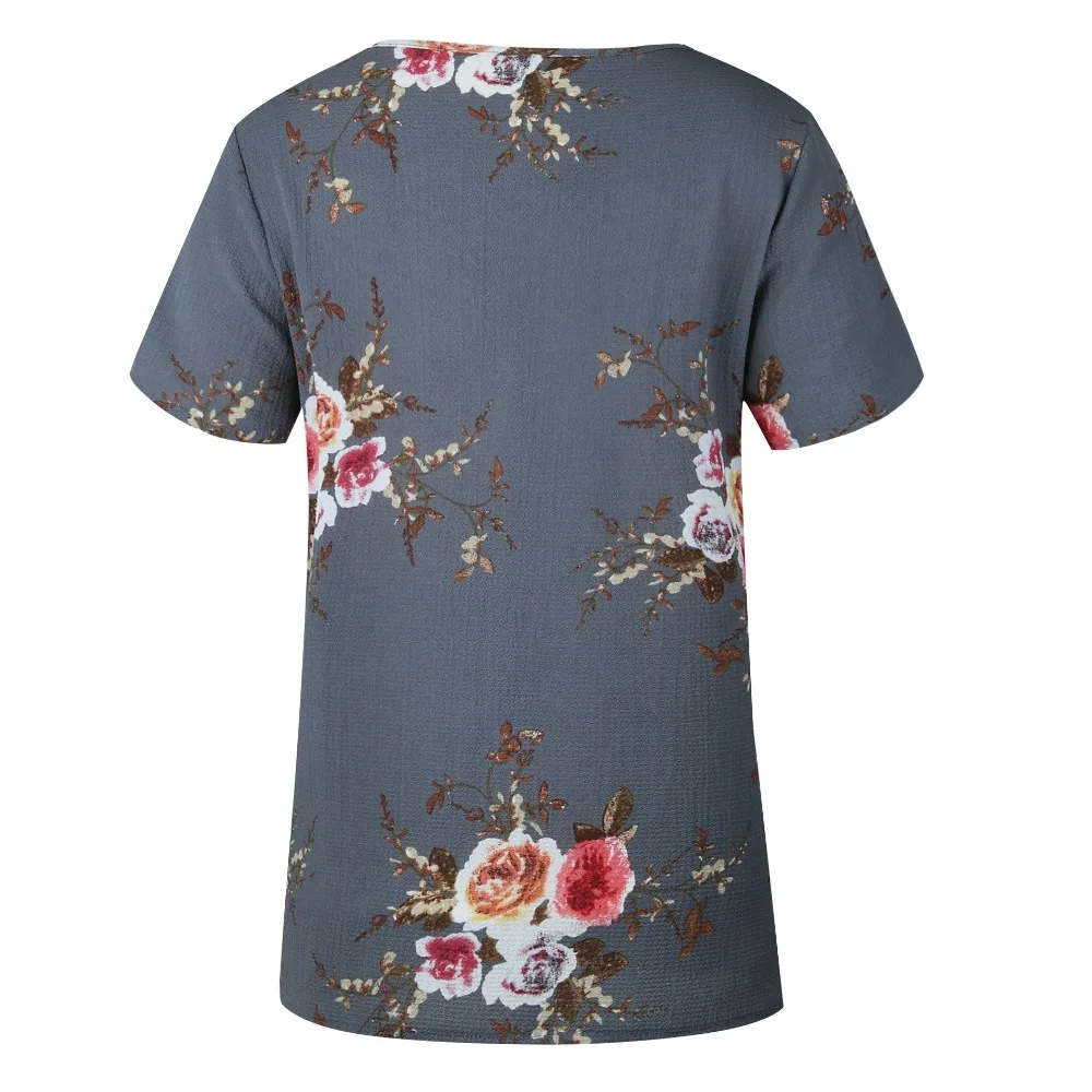 Новая летняя модная женская футболка, Топы, винтажные повседневные футболки с коротким рукавом и цветочным принтом, Свободная Женская футболка размера плюс