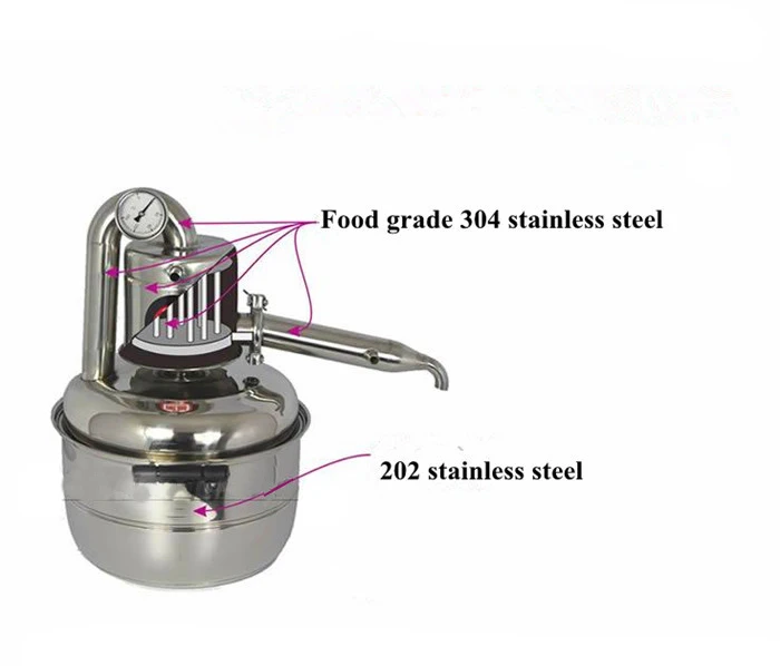 Stainless Steel Distiller Alcohol Distiller Moonshine Stainless Steel 10L Home Use Still Brewing Winemaking Make Wine Brewing Equipment