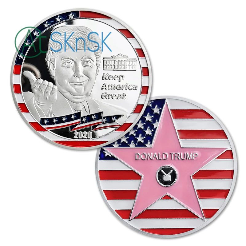 

Keep America Great Re-elect President Trump 2020 Challenge Coin Hollywood Walk of Fame Star Metal Commemorative Coins Gift