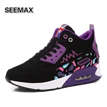 Women Running Shoes Mid High Top 2016 Sports Run Sneaker Girls Colorful Shoes Air Cushion Height Increasing Purple Pink Red