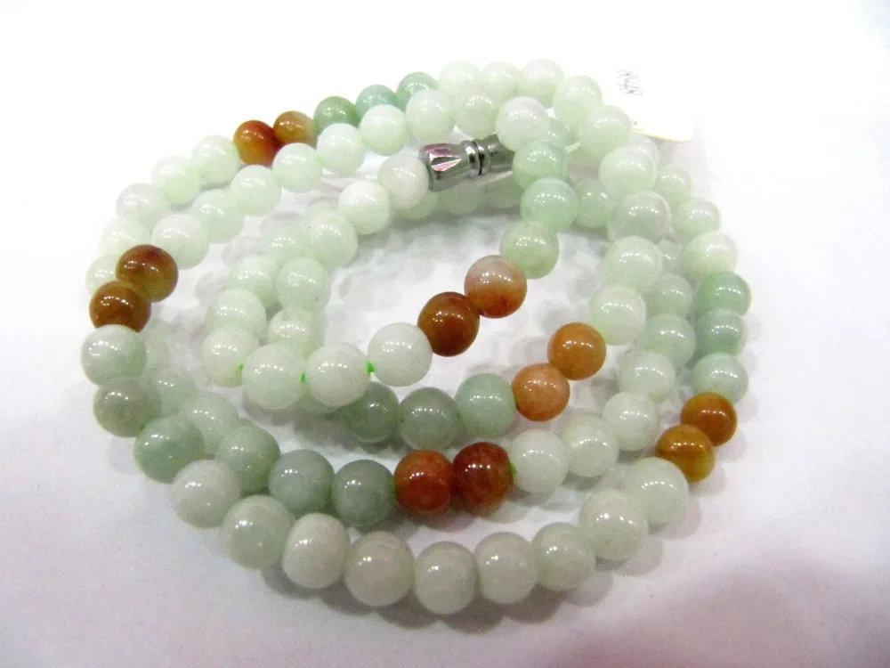 

1546 Rich Bliss A Grade 100% Natural Rainbow Jade/Jadeite Smooth Beads Necklace