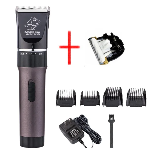 Baorun Professional Dog Trimmer Pet dog Clippers Dog Grooming Cat Animals Pets Haircut Shaver Machine - Цвет: P6 coffee add1blade