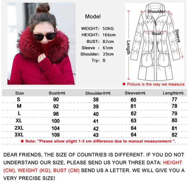 winter jacket women park Winter Female Long Jacket Winter Coat Women Wine red fur collar Warm women's winter down jacket