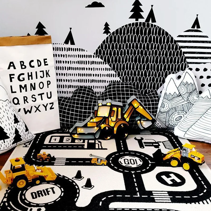 

INS Baby Game Mat Toys For Children Mat Kid Rug Playmat Developing Mat Rubber Road Track DropShipping Northern Europe Baby Style
