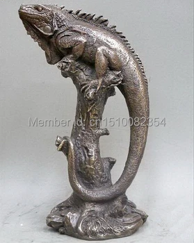 

14.5 Animal World ART Bronze Dragon Chameleon cabrite Lizards to climb trees