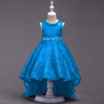 

Flower Girls Dresses Kids Forked Tail Lace Sleeveless Wedding Party Dress with Rhinestone Children kids dresses for girls
