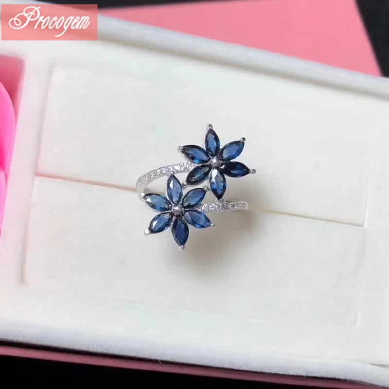 Ценный природный Кольца с сапфиром Для женщин Дамы 2,5x5 мм Натуральная gemstone fine Jewelry хорошее качество 925 пробы серебро #226