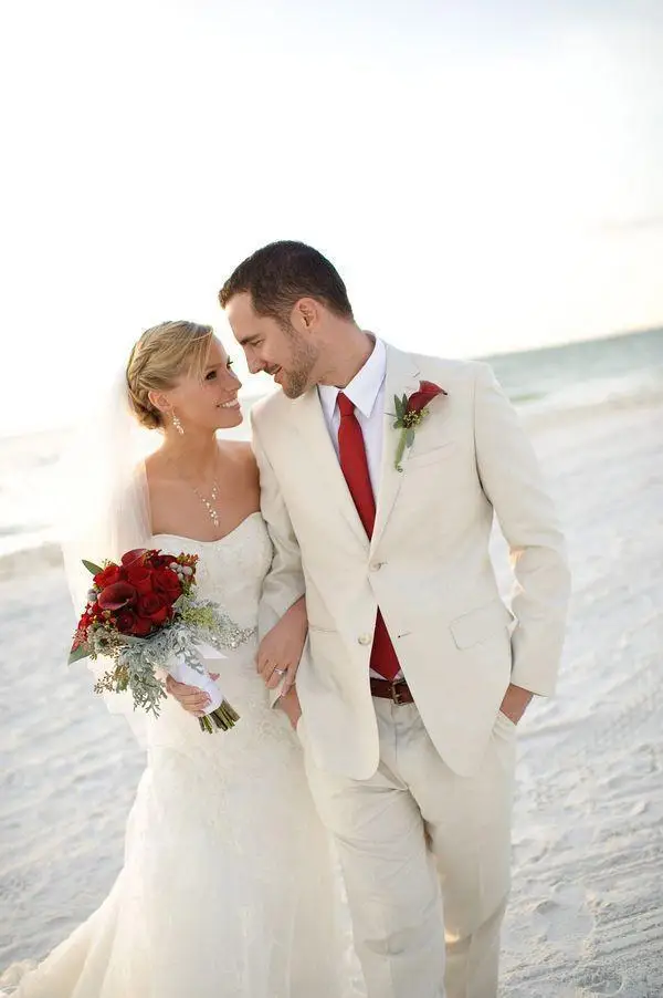 Ultimas Pantalones traje de boda para hombres causal playa
