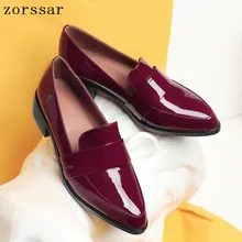 Лидер продаж; женская обувь; женские туфли-оксфорды из лакированной кожи; туфли на плоской подошве; женские балетки с острым носком на плоской подошве; zapatos mujer; большие размеры