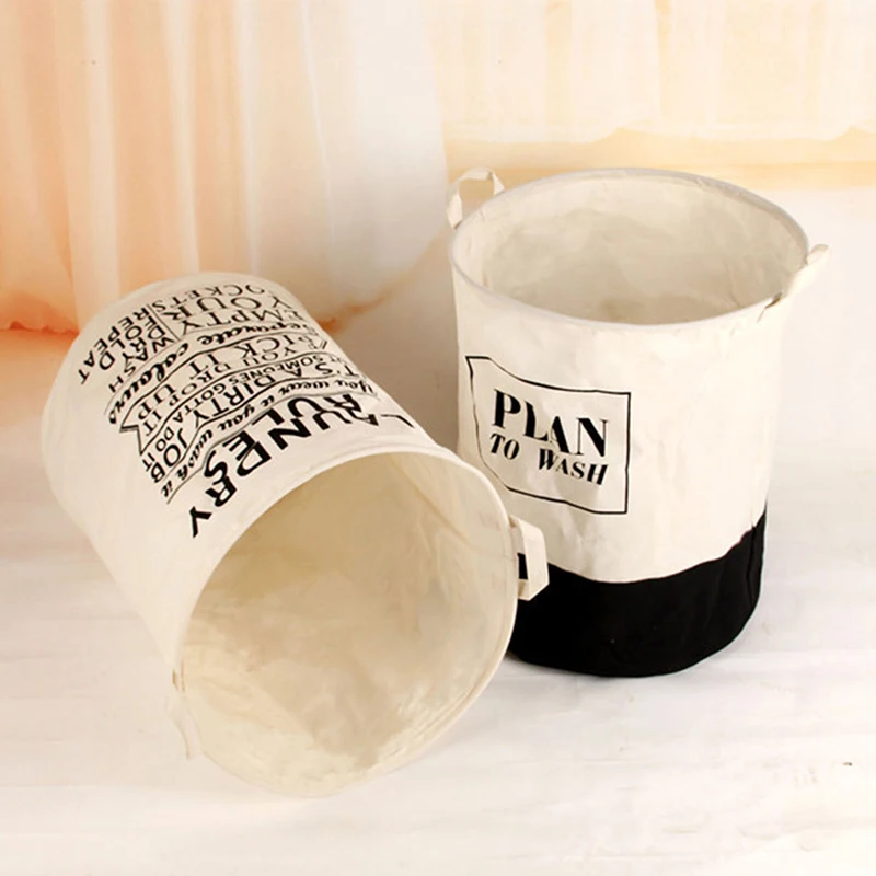 Simple English storage bucket dirty clothes cotton and linen waterproof