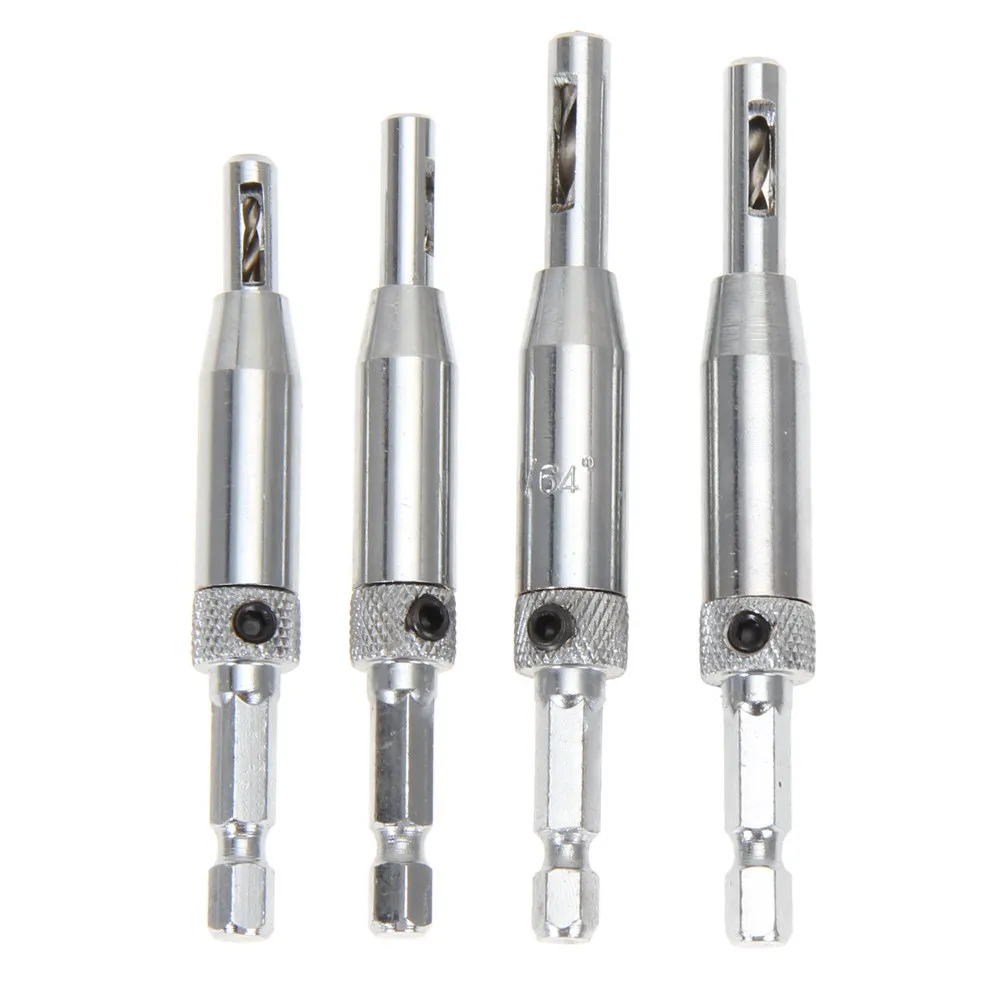 HSS Door Self-Centering Hinge Hole Opening Drill Bit Twist Wood Carpenter Kit and Hex Wrench Key Socket Set