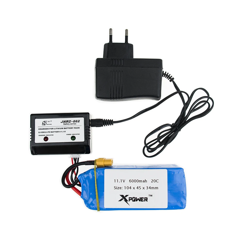 

11.1V 6000mAh 20C Lipo Battery With JHRZ-002 Charger For XK X380 X380-A X380-B X380-C RC Quadcopter Drone Helicopters Airplane