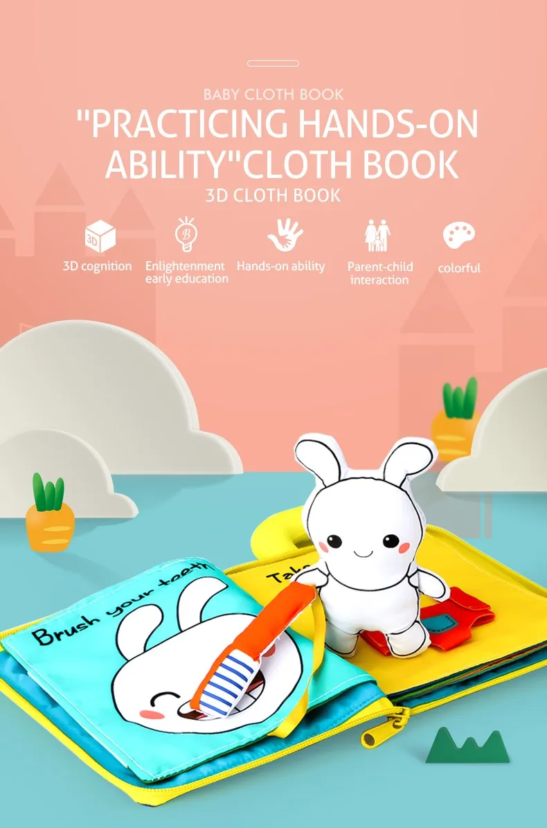Livros do Bebê Brinquedos para Crianças Presentes de Brinquedo Beiens Pano Macio Animais & Veículo Montessori Inteligência Desenvolvimento Brinquedos Educativos 3d 4 Online shopping