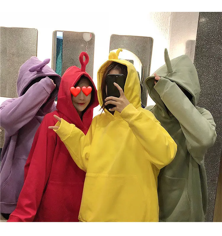 

Set of large size round neck cartoon S sweater shirt Teletubbies sweater kangaroo hoodie winter clothes women maternity coat