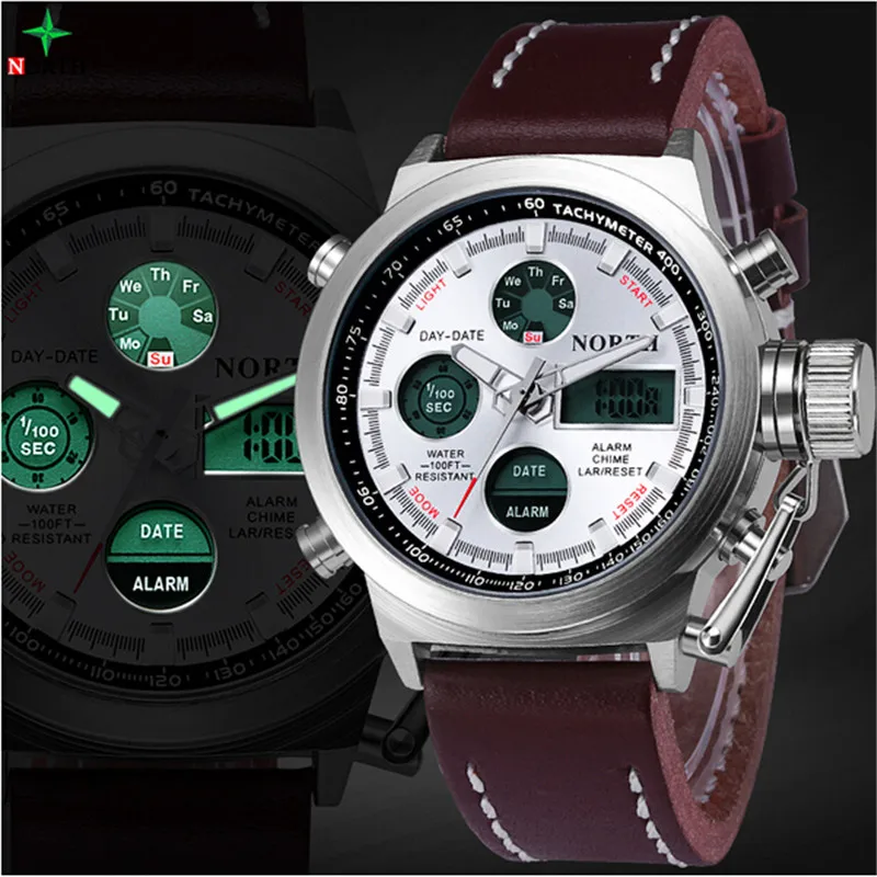NORTH Reloj Hombre Sport Watch Men Luxury Brand Digital LED Watch