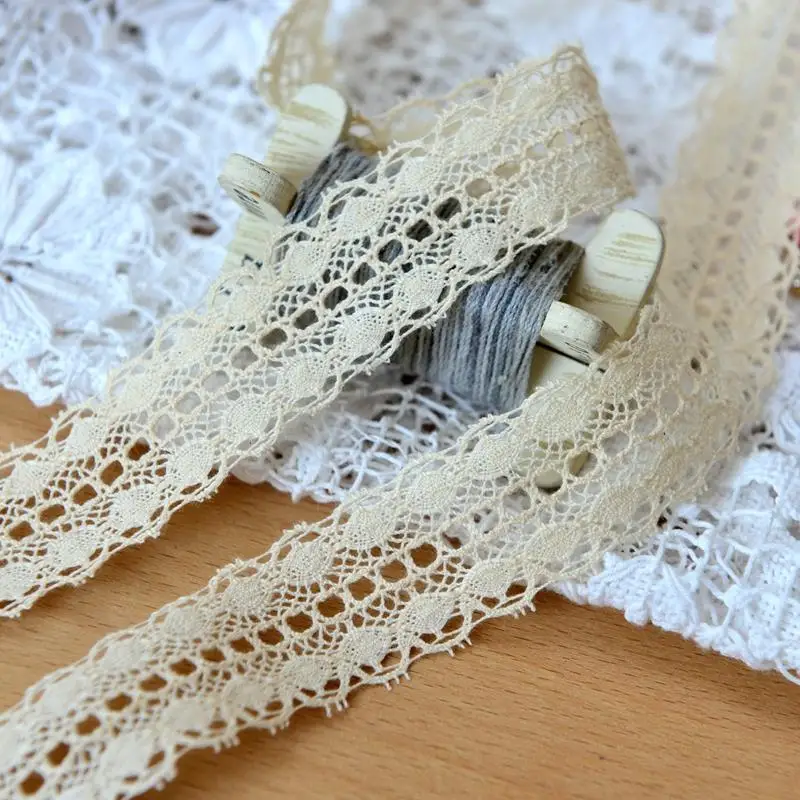 DIY handmade lace accessories bilateral beige cotton lace accessories 2