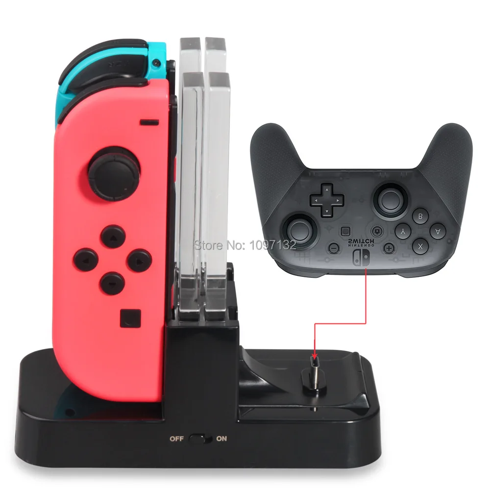 4 в 1 для переключателя NAND Joy-Con зарядное usb-устройство док-подставка для профессионального контроллера с светодиодный индикацией