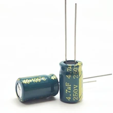 30 шт./лот 250v 4,7 мкФ 8*12 20% Радиальный алюминиевый электролитический конденсатор с алюминиевой крышкой, 4700NF 20