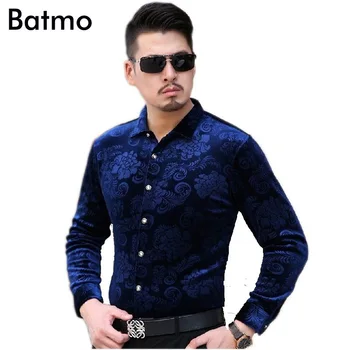 

2018 new arrival printed casual blue Cashmere warm men's shirt,fashion thick shirt men ,4 color plus-size M,L,XL,XXL,3XL,4XL
