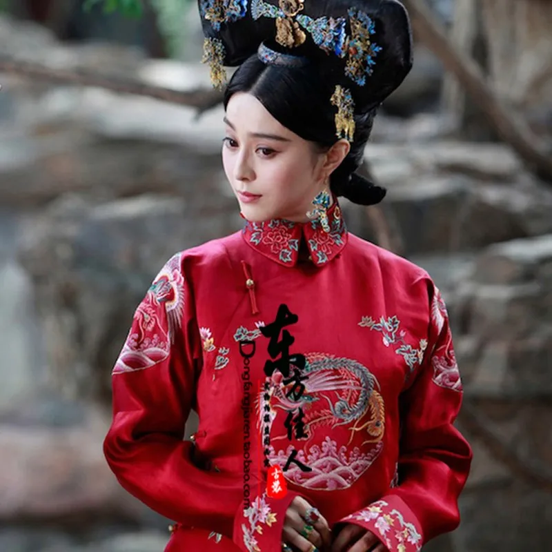 Us 660 0 Red Movie Lady In The Portrait Actress Fan Bingbing Same Design Qing Dynasty Empress Costume With Delicate Embroidery Empress Costume Qing