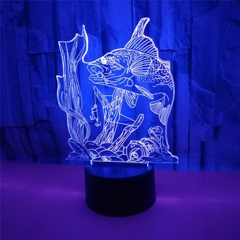

Creative 3D Illusion Fishing Night Light 7 Color Change Touch Remote LED USB Acrylic Desk Lamp Home Decration Gift for Kids