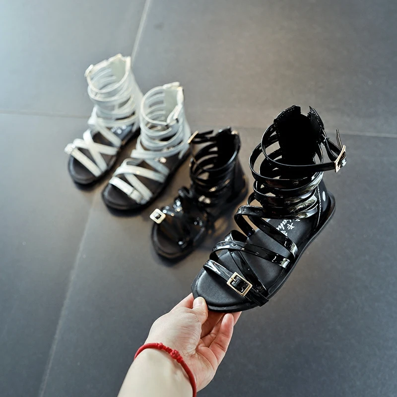 

gladiator sandals girls 2018 Summer black white sandals kids girls