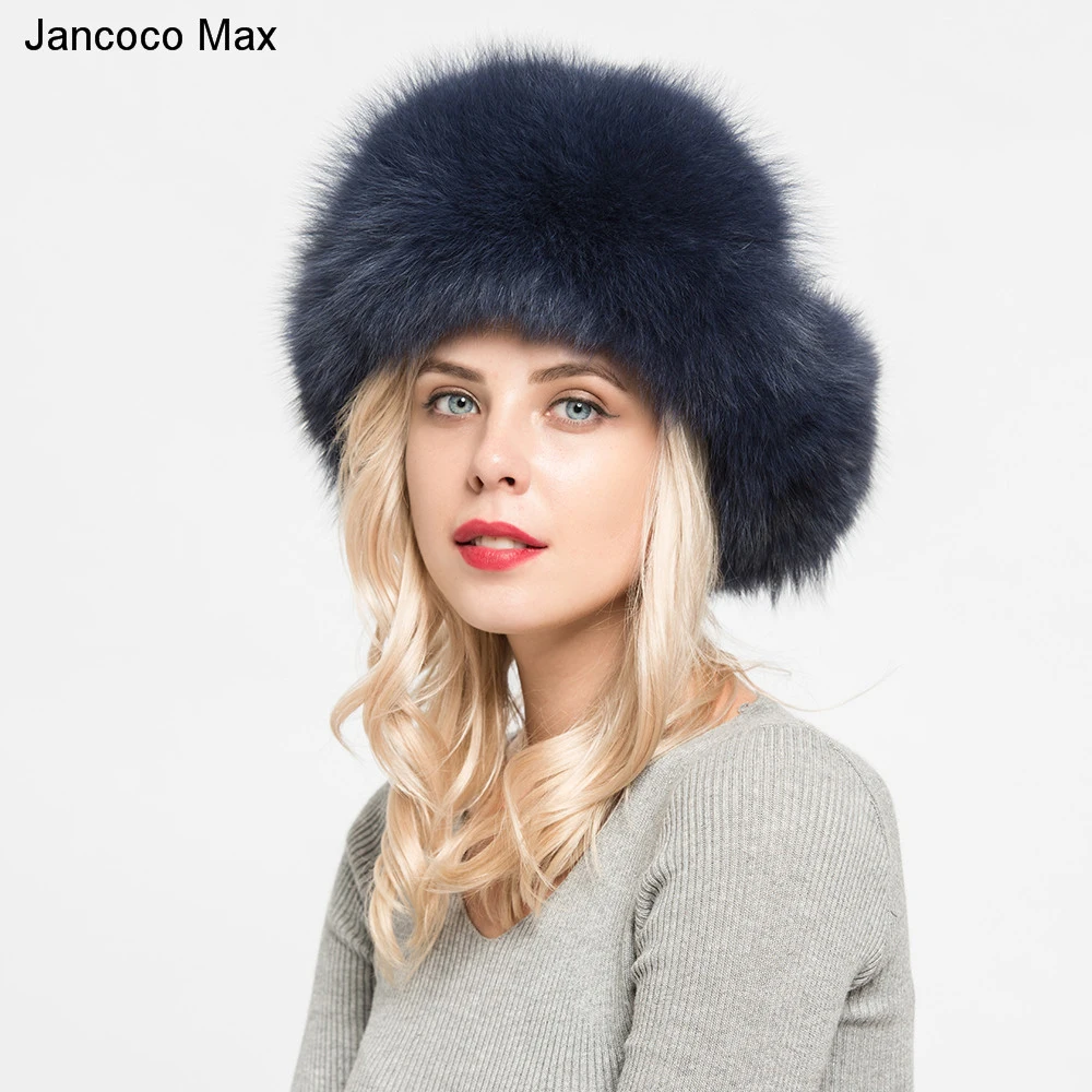 Jancoco Max, шапки-бомберы из натурального Лисьего меха, зимние толстые теплые шапки, Женские ушанки, Непродуваемые шапки S7147