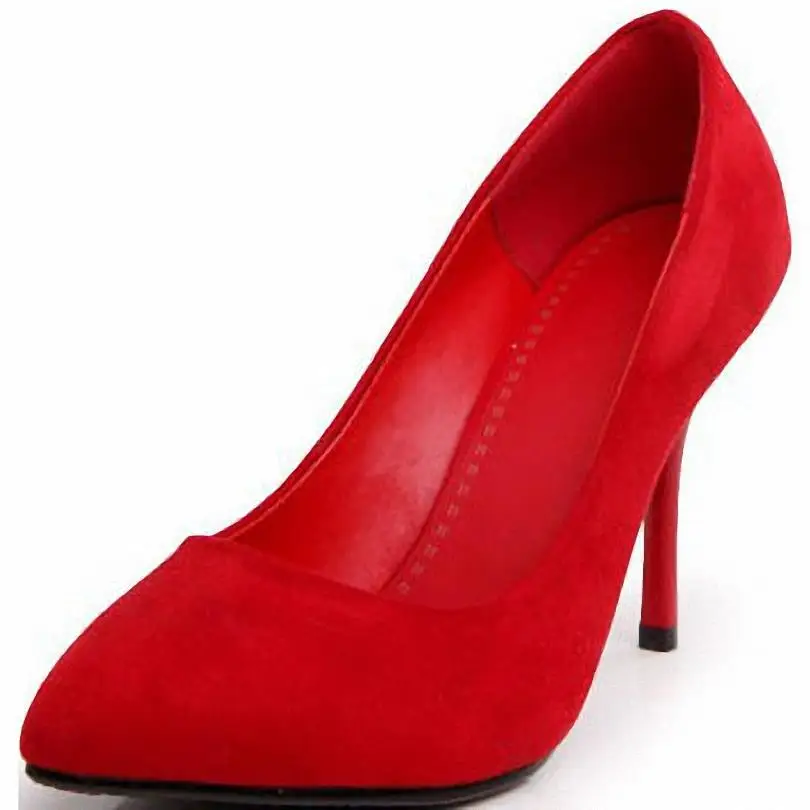 

Flock Pointed Toe 2015 Women Pumps Black Red Blue / Light Green Shoes Women Fashion Wedding Shoes Platform Pumps