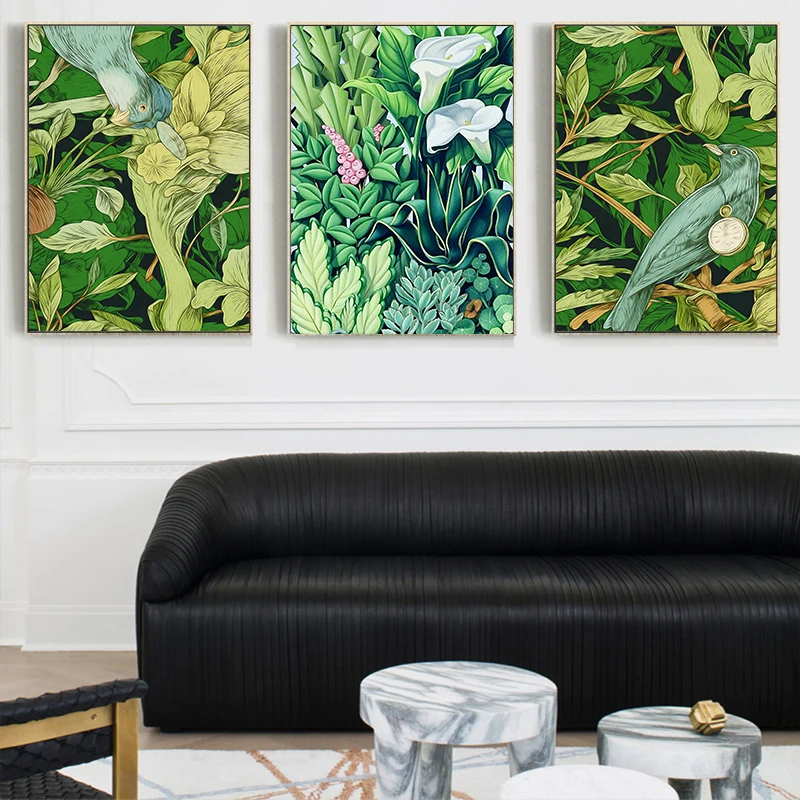 

Nordic Cartoon Watercolor Plant Flower Bird Print Poster Landscape Wall Art Canvas Painting Picture Living Room Home Decoration