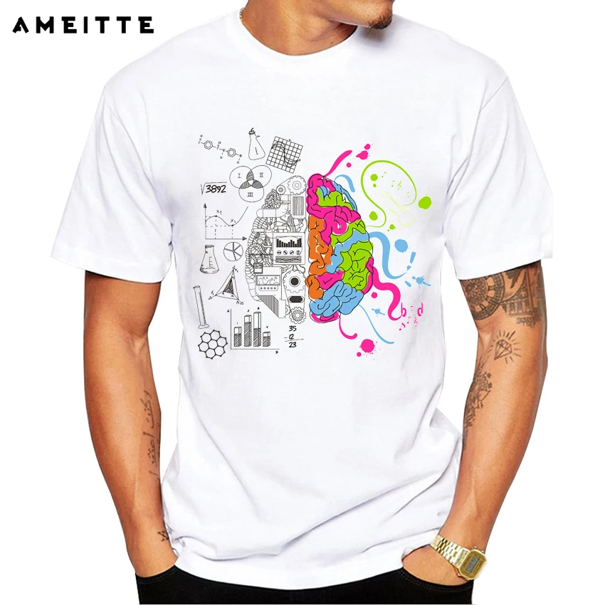 AMEITTE Geek Brain T Shirt Science Chemistry Biology Art Geography Math
