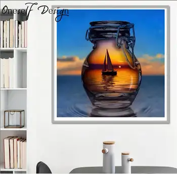 

5D Diamond Painting Bottle Sailing Boat Diamond Embroidery Full Set DIY Diamond Mosaic Sale Beaded Embroidery Mother's Day Gift