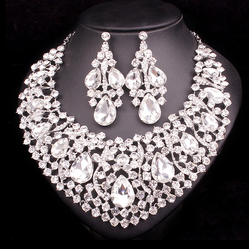 Buy Fashion Indian Jewellery Crystal Necklace Earrings