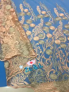 

5 yards high quality acrylic hot drilling French mesh embroidery African Nigeria lace fabric suitable for dress DIY dress fabric