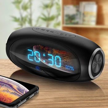 

LED Digital Alarm Clock Electronic Table Nixie Bluetooth snooze Mini large number display watch support TF card usb music player