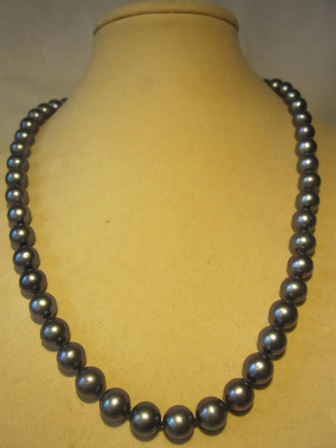 stunning natural 10 11mm tahitian black pearl necklace 18inch (9.13