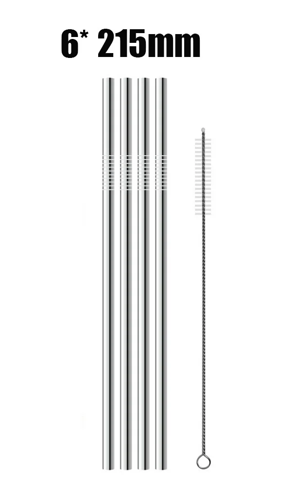 4/8 шт. Многоразовые соломинкой Высокое качество 304 Нержавеющая сталь металлическая крепкая Бент прямая соломинка с чистящая щетка для кружки - Цвет: C