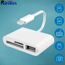 Reilim OTG USB Camera adapter for lightning to micro SD TF card reader kit for iphone ipad for apple ios 13 converter