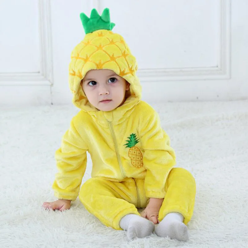 Baby Pokemon Kigurumi Pajamas Clothing Newborn Infant Romper Onesie Animal Anime Costume Outfit Hooded Winter Jumpsuit - Цвет: pineapple