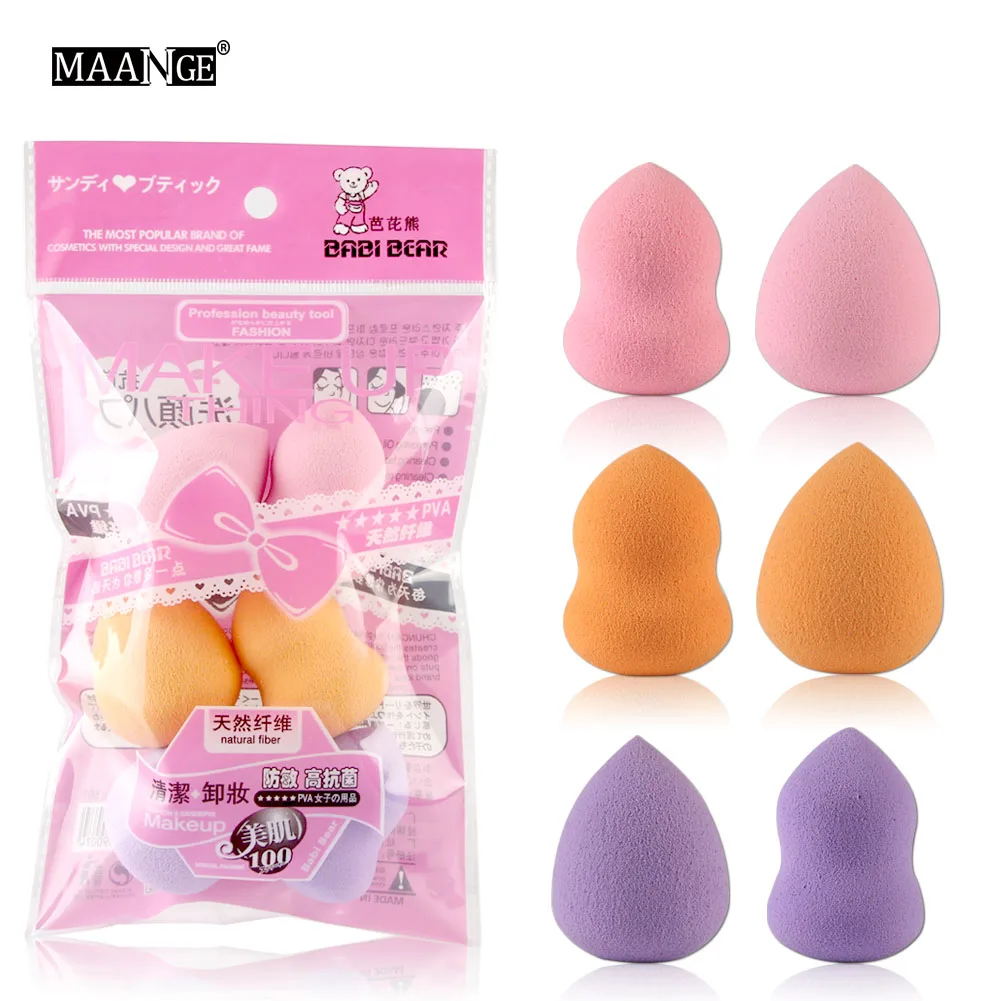 

6Pcs/Set Mini Drop Gourd Mix Makeup Sponge Puffs Face Nose Foundation Powder Cream Cosmetic Smooth Blending Puff Kit
