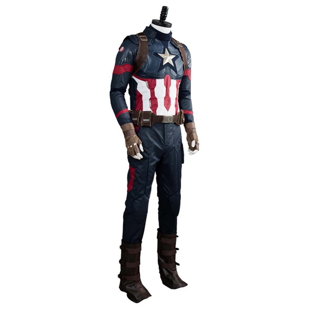 Мстители 4: Endgame Капитан Америка Косплей Костюм Steven Rogers Маскировочная форма Хэллоуин взрослых мужчин полный набор на заказ
