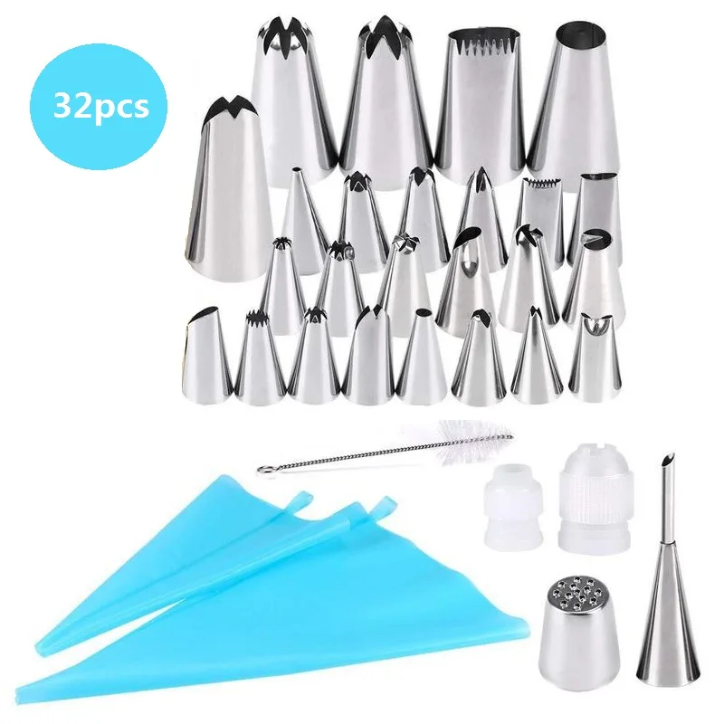 

32pcs Set Stainless Steel Pastry Embossing Rolling Pin Cake Decorating Tools Bakery Accessories Bakeware